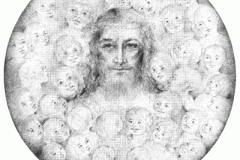 Jesus of the Millennium<br>Print of original drawing, in black and white on off-white linen cover paper. Print comes in two sizes, 9 x 12 and 18 x 22.