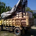 The truck that will bring supplies to the convent